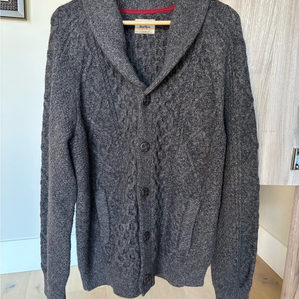 Heather Brown Cable Knit Cardigan Sweater Men’s or Women’s